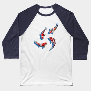 Water Lilies and Koi Fishes Baseball T-Shirt